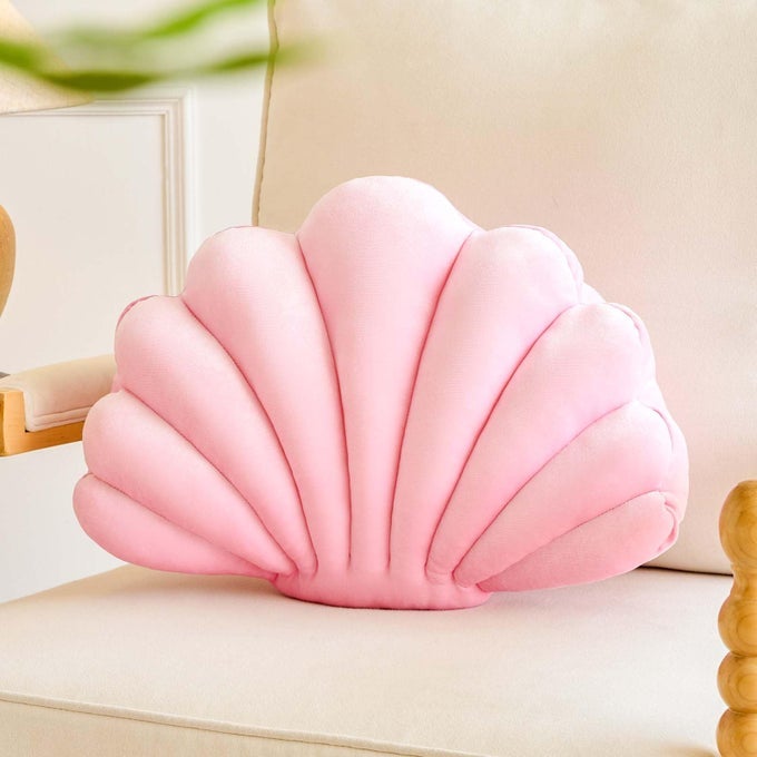 PINK SEASHELL THROW PILLOWS SHELL SHAPED THROW PILLOWS 13 INCH SOFT VELVET HOME DECORATIVE PILLOW PLUSH CUSHION FOR BED COUCH LIVING SOFA ROOM DECOR ACCENT THROW PILLOW