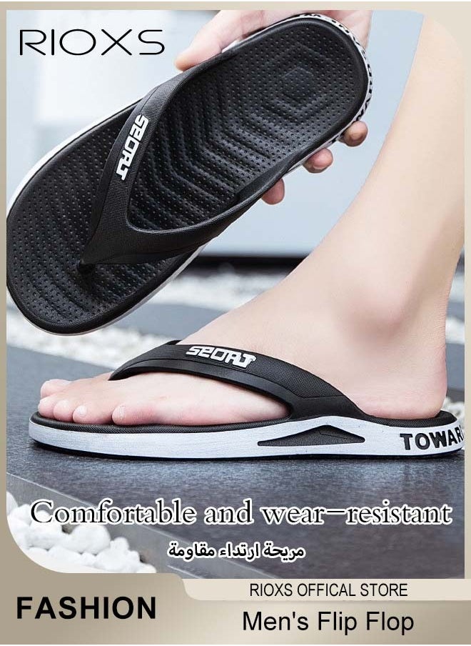RIOXS Men's Flip Flop, Anti-Slip Shower Slippers, Ultra Soft Flat Beach Open Sandal, Comfort Fit Flip Flops, Lightweight Slippers For Men, Flipflops For Bathroom, Indoor Or Outdoor Use  - Image 2