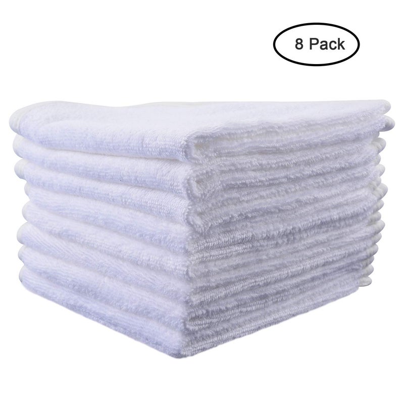 Mars wings Microfiber Facial Cloths (Facial Towels), 8 Pack (12 x 12 inch), Super Absorbent, Quick Drying Fast, Soft, Eco-Friendly, for Facial Wash Cleansing, Make-up Removal, Baby and Travel (White) - Image 2