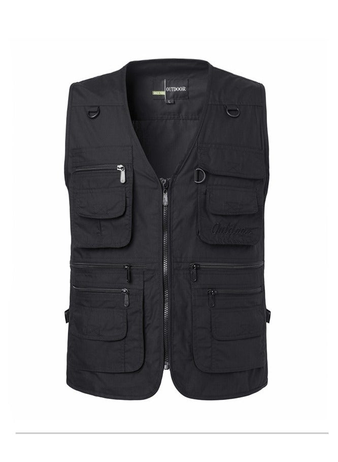 NIBEMINENT Zipper Pockets Cargo Vest, Men's Casual Outwear Zip Up Vest For Spring Summer Outdoor Fishing Photography - Image 1