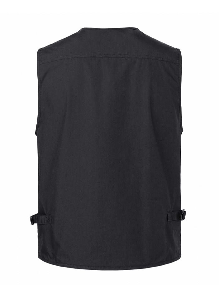NIBEMINENT Zipper Pockets Cargo Vest, Men's Casual Outwear Zip Up Vest For Spring Summer Outdoor Fishing Photography - Image 3