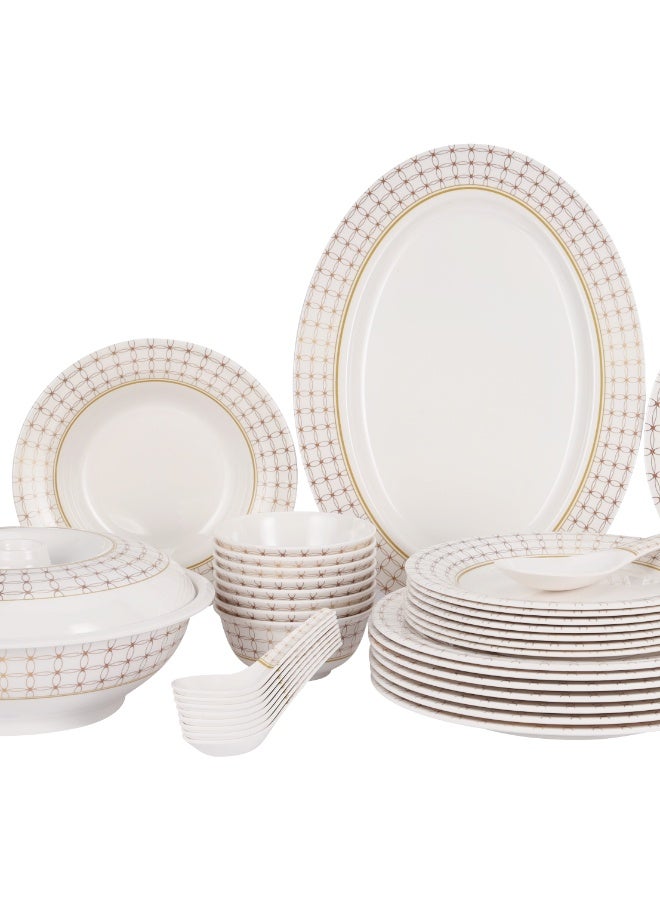 Delcasa 48 Piece Melamine Dinner Set- DC3881/ Includes Oval, Dinner and Soup Plates, Bowl and Lid, Round Bowls, Ladle, Rice and Chinese Spoons - Image 3