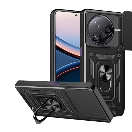 AIBEX® Back Cover for Poco F7 Ultra 5G | D10 Tough Armor Case | Sliding Camera Shield | 360° Protection | Kickstand Ring Holder | Military-Grade Shockproof Bumper Case - Image 1