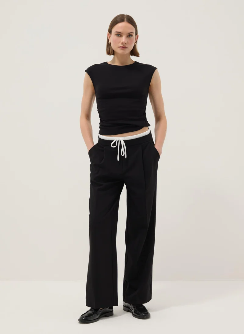 او في اس OVS Black Pure Cotton Regular Fit Tank Top