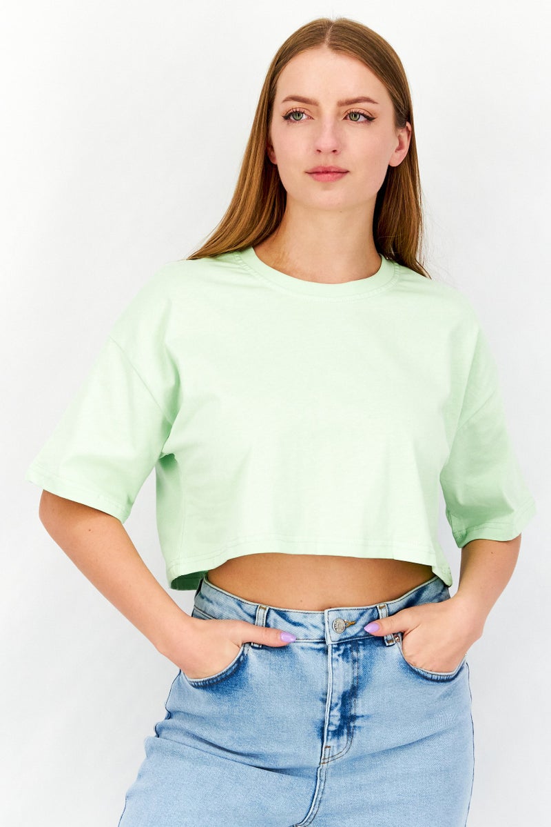 Ocean Pacific Women Oversized Fit Short Sleeve Training Top, Pastel Green - Image 1