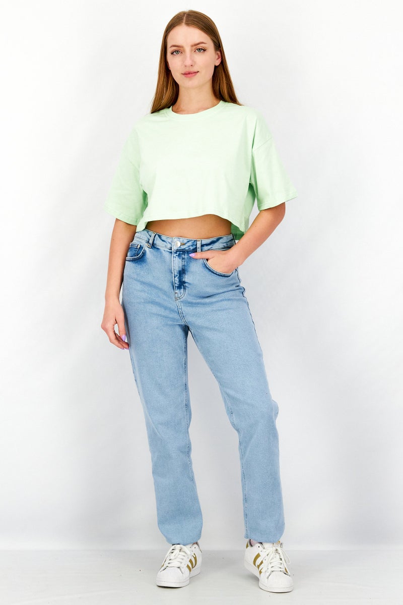 Ocean Pacific Women Oversized Fit Short Sleeve Training Top, Pastel Green - Image 3