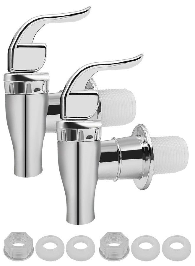 XYQMLY 2 Pcs Spigot for Beverage Dispenser, Push Style Spigot for Drink Dispenser,Plastic Water Jug Spigot, Replacement Dispenser Spigot for Beverage (Silver) - Image 1