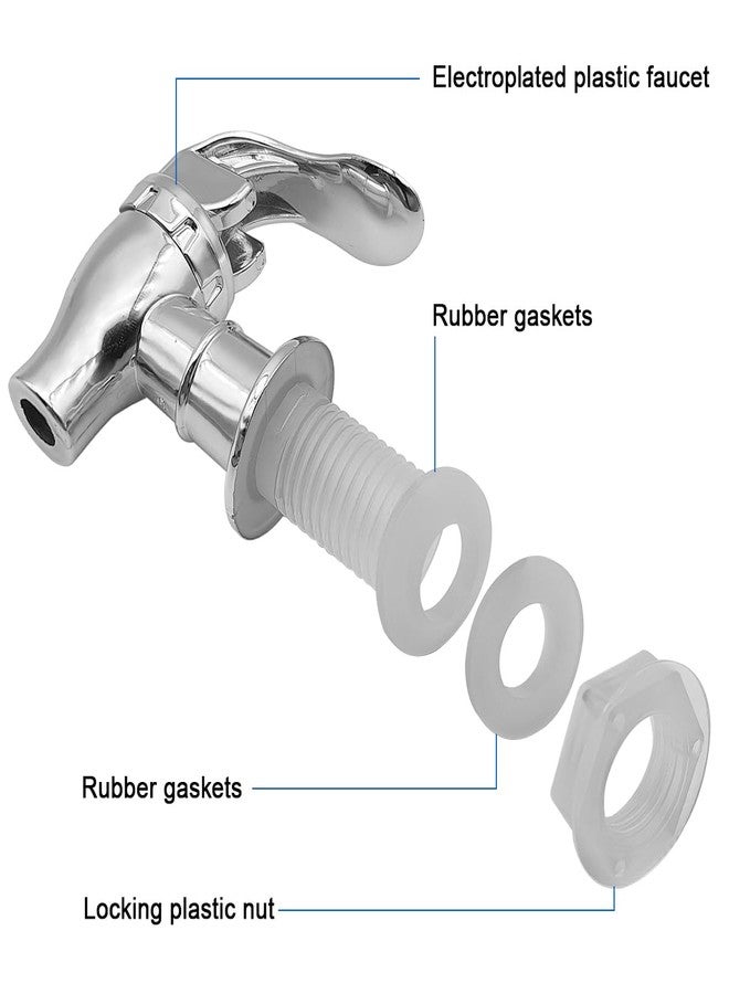 XYQMLY 2 Pcs Spigot for Beverage Dispenser, Push Style Spigot for Drink Dispenser,Plastic Water Jug Spigot, Replacement Dispenser Spigot for Beverage (Silver) - Image 3