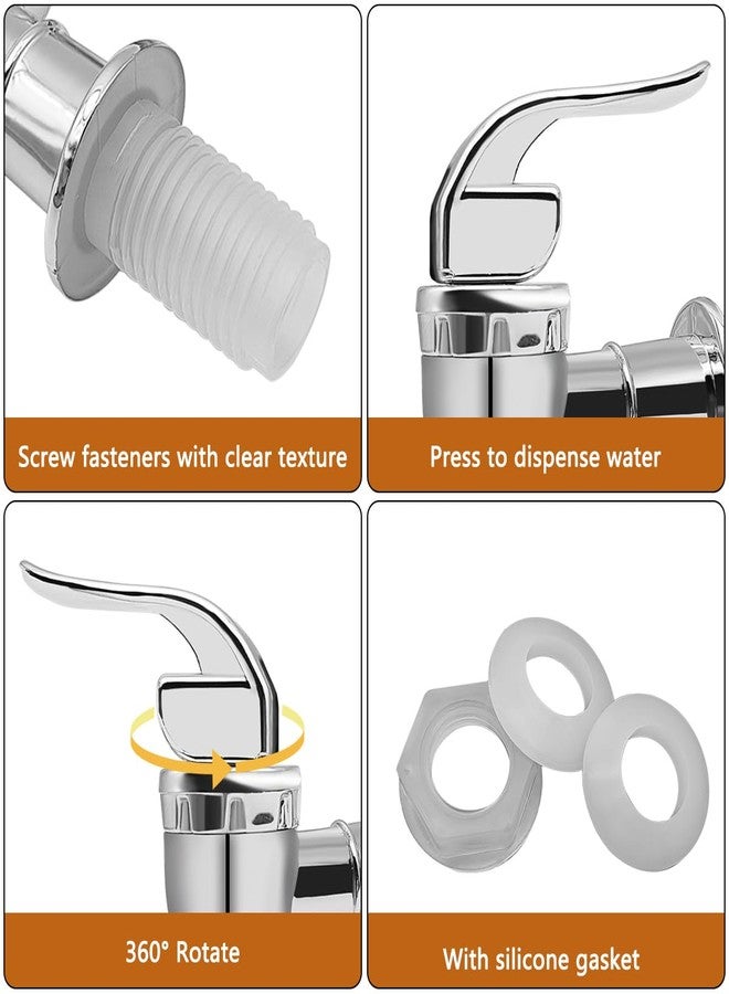 XYQMLY 2 Pcs Spigot for Beverage Dispenser, Push Style Spigot for Drink Dispenser,Plastic Water Jug Spigot, Replacement Dispenser Spigot for Beverage (Silver) - Image 4