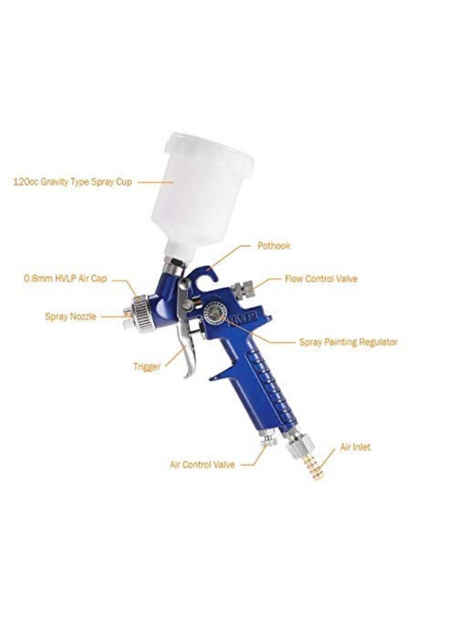 Generic Airbrush Kit HVLP Air Spray Gun Touch Up Paint Sprayer Gravity Feed Air Brush Set 0.8mm Nozzle Auto Car Detail Painting for Spot Repair  - Image 3