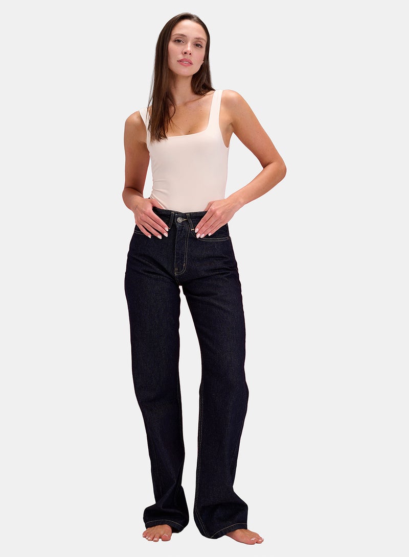 TGS Raw Navy Blue Wide Leg Women Jeans - Image 1