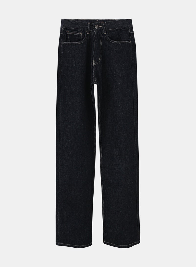 TGS Raw Navy Blue Wide Leg Women Jeans - Image 3
