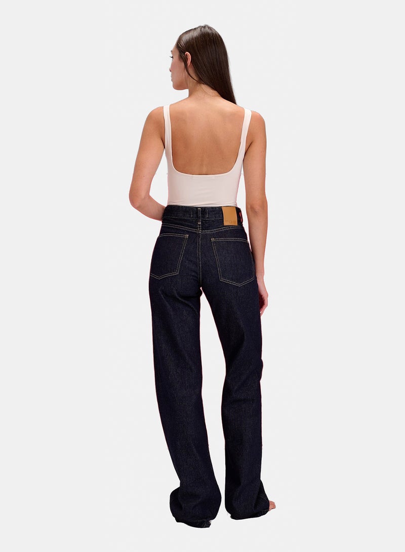 TGS Raw Navy Blue Wide Leg Women Jeans - Image 2