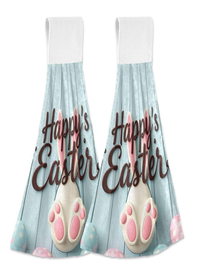 Boccsty Happy Easter Bunny Tail Hanging Kitchen Towels 2 Pieces Rabbit Easter Day Dish Cloth Tie Towels for Bathroom Farmhouse Housewarming Tabletop Home - Image 1
