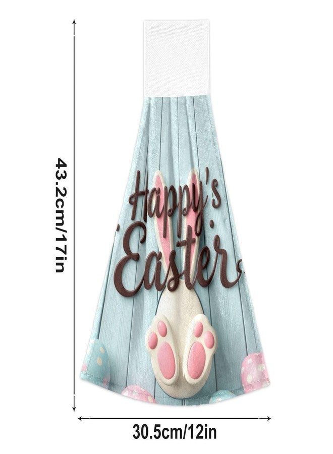Boccsty Happy Easter Bunny Tail Hanging Kitchen Towels 2 Pieces Rabbit Easter Day Dish Cloth Tie Towels for Bathroom Farmhouse Housewarming Tabletop Home - Image 3