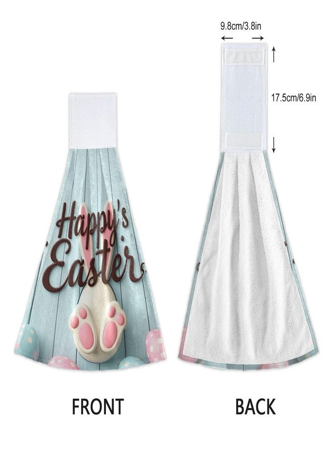 Boccsty Happy Easter Bunny Tail Hanging Kitchen Towels 2 Pieces Rabbit Easter Day Dish Cloth Tie Towels for Bathroom Farmhouse Housewarming Tabletop Home - Image 4
