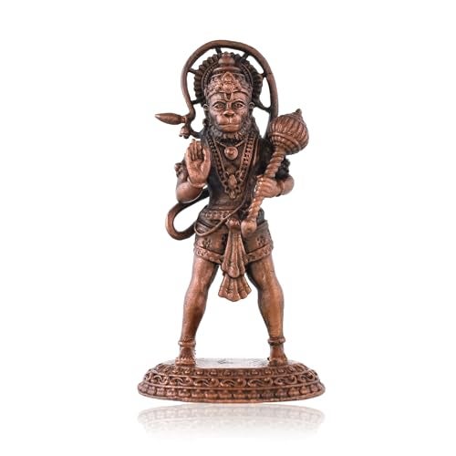 CraftVatika Handmade Copper Hanuman Idol Murti - Copper Hanuman Ji Statue Patina Antique Finish for Home Décor Office Desk (7 CM Height), Religious - Image 2