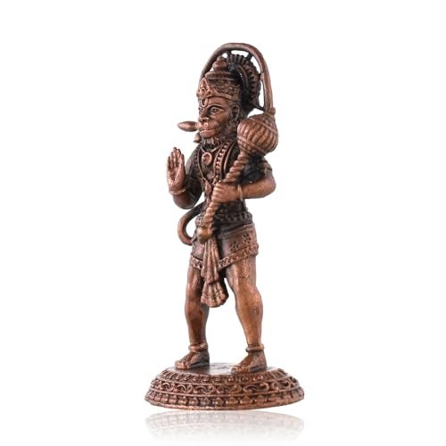 CraftVatika Handmade Copper Hanuman Idol Murti - Copper Hanuman Ji Statue Patina Antique Finish for Home Décor Office Desk (7 CM Height), Religious - Image 5