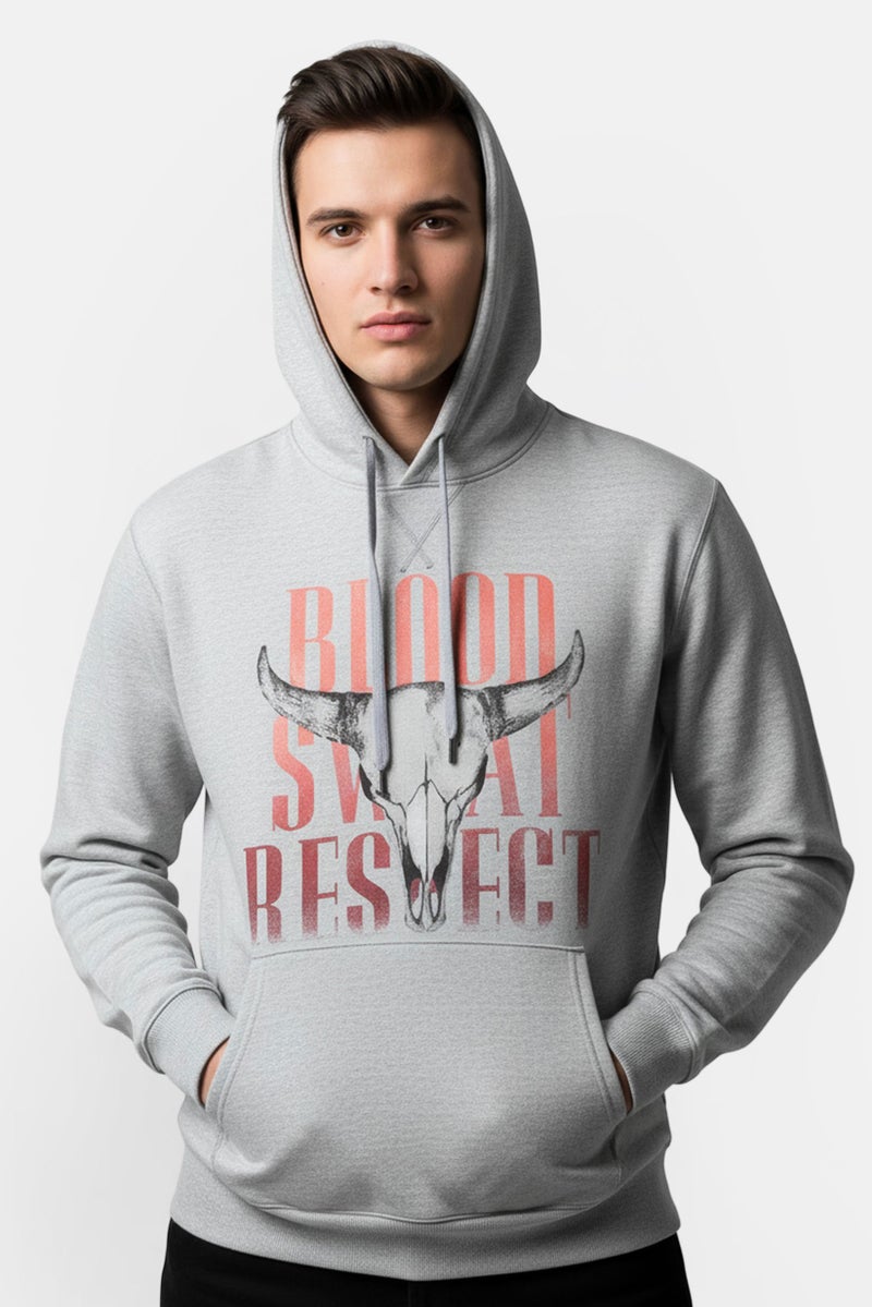 Under Armour x Project Rock Men Loose Fit Long Sleeve Long Sleeve Outdoor Hoodie, Grey - Image 1