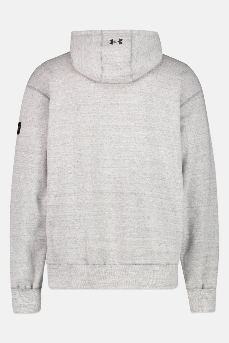 UNDER ARMOUR هودي خارجي بأكمام طويلة فضفاضة للرجال من أندر أرمور × مشروع روك، رمادي - Image 2