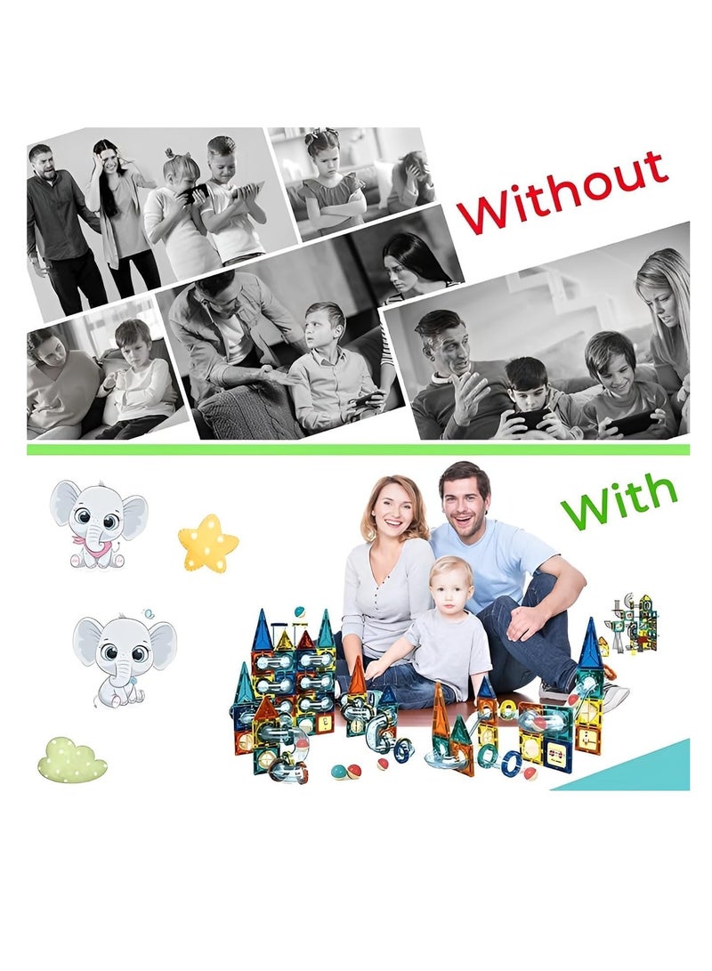 Magnetic Tiles Building Set 73pcs Magnetic Tiles for Kids Magnetic Toys Toddlers Educational Blocks for Boys Girls Age 3+ Christmas Gifts - Image 3