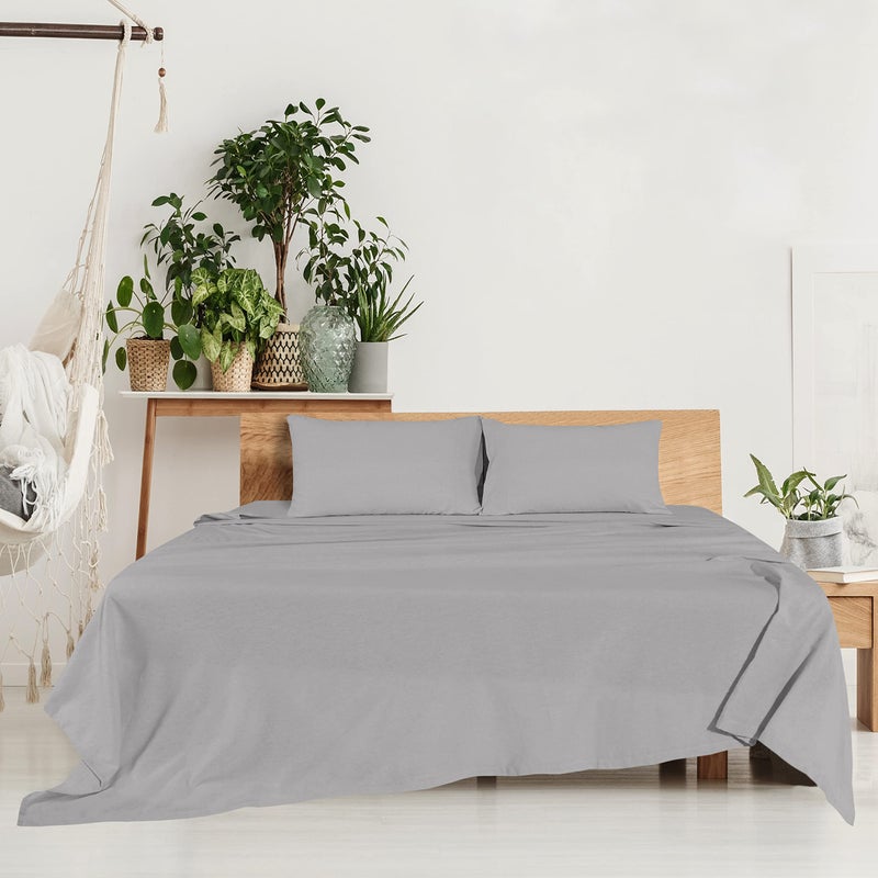 Sleepdown 100% Cotton Flannel Sheets Twin - Super Soft  Heavyweight  Double Brushed  Anti-Pill Flannel Twin Sheets - 16"" Deep Pocket Twin Fitted Sheets X2 Side Pockets (Twin  Frost Grey) - Image 4