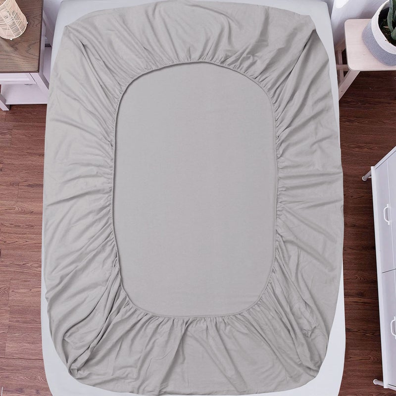 Sleepdown 100% Cotton Flannel Sheets Twin - Super Soft  Heavyweight  Double Brushed  Anti-Pill Flannel Twin Sheets - 16"" Deep Pocket Twin Fitted Sheets X2 Side Pockets (Twin  Frost Grey) - Image 3