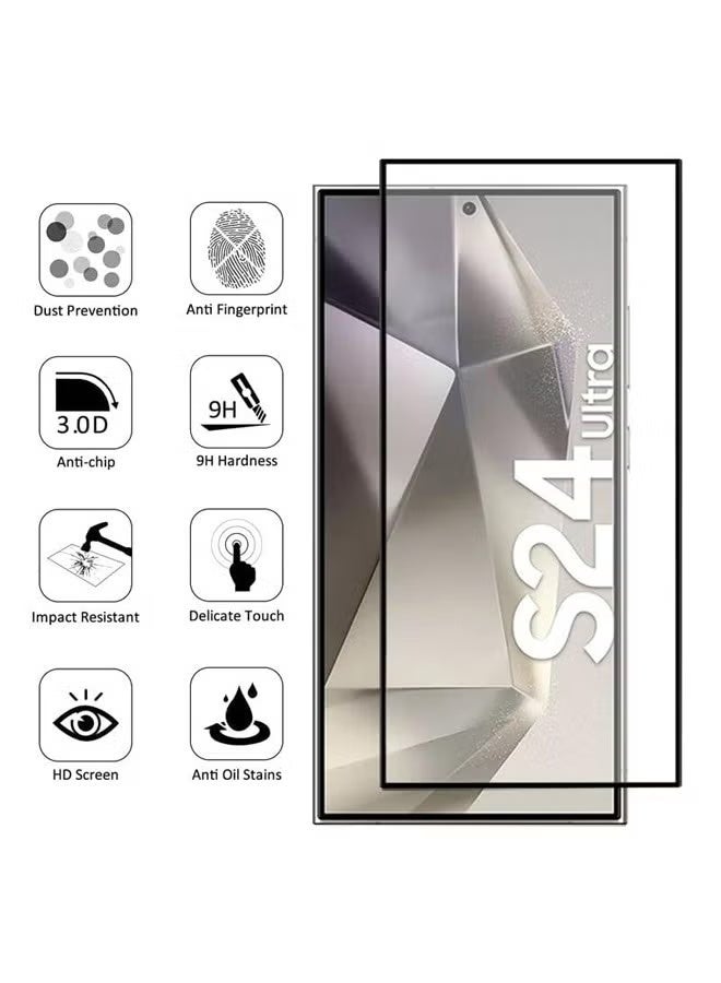 Reacon Pack Of 2 Screen Protector For Samsung Galaxy S24 Ultra Clear 9H Tempered Glass Film HD Clear Scratch Resistant Case Friendly Bubble-Free Easy Installation Full Screen Coverage Protector - Image 2