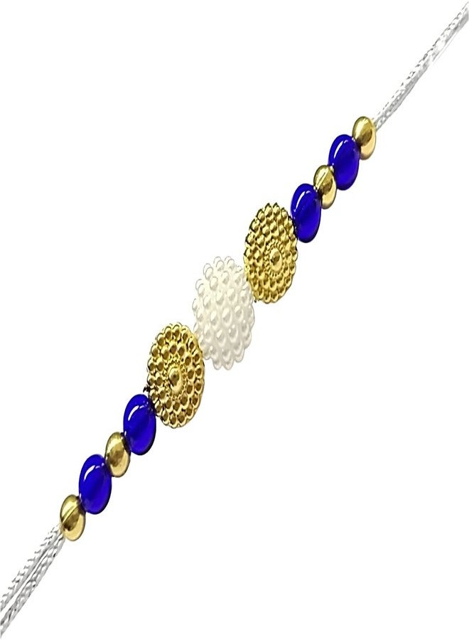 Krishna Rakhi set for brother with Blue Trans Glass beads and fancy Beads pendal for Rakshabandhan for Men and Boys - Image 1
