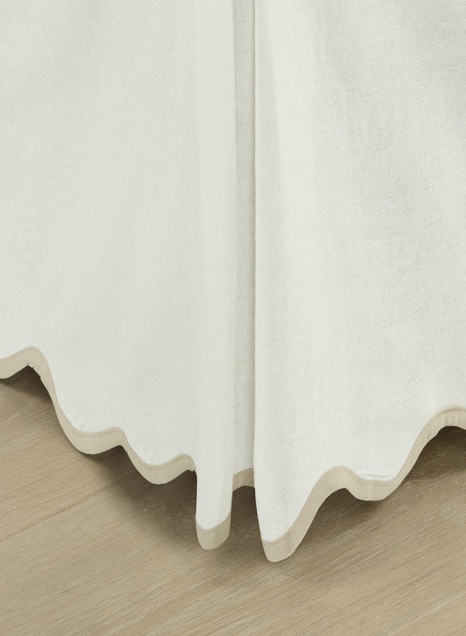 Lush Decor Coastal Chic Scallop Edge Linen Textured Bed Skirt Neutral/White Single Queen - Soft Elegant Luxury Easy Fit Elastic Band Tailored Bedskirt - Image 5