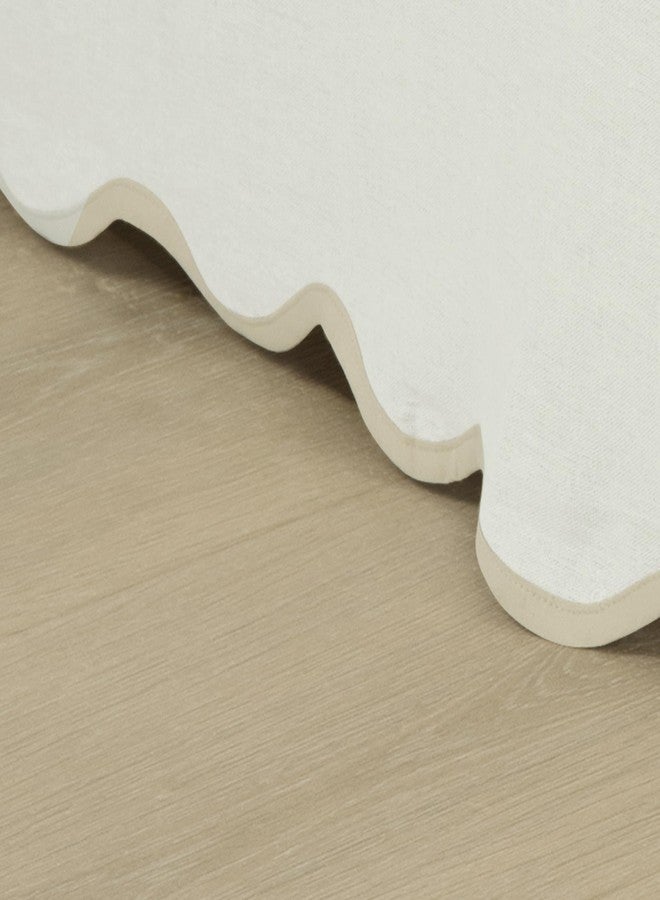 Lush Decor Coastal Chic Scallop Edge Linen Textured Bed Skirt Neutral/White Single Queen - Soft Elegant Luxury Easy Fit Elastic Band Tailored Bedskirt - Image 3