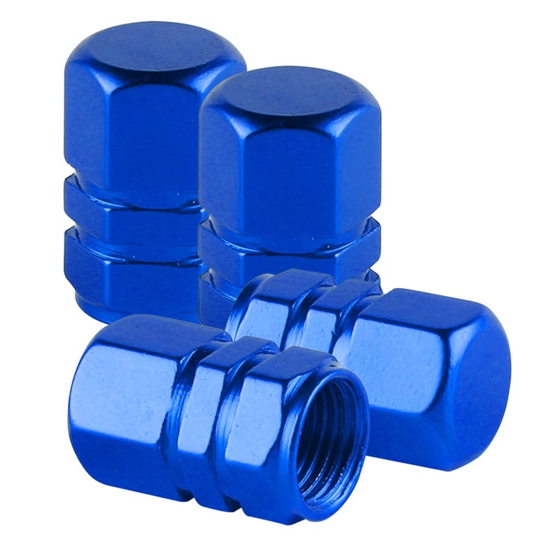 alpmosn Aluminum Tire Stem Valve Caps Wheel Valve Covers Car Dustproof Tire Cap Cover Accessories Universal for SUV Car Bike and Motorcycle Hexagon Shape 4PCS Blue - Image 3