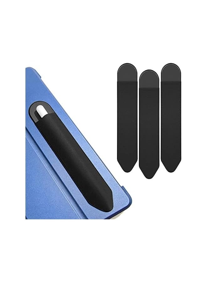 بروماس حامل أقلام رصاص متوافق مع قلم Apple (الجيل الثاني والأول)، 3 قطع من الأقلام اللاصقة وجيب مرن متصل بحافظة أقلام اللمس، أسود - Image 1