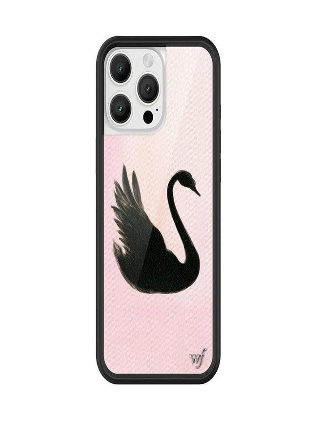 Wildflower Cases - Compatible with Apple iPhone 16 Pro Max | Protective Black Bumper, 4ft Drop Test Certified, Women Owned Small Business | Black Swan - Pink Peach Art Aesthetic Dainty Trendy Cute - Image 1