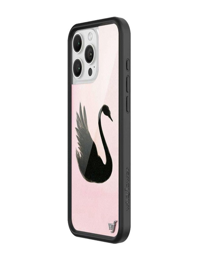 Wildflower Cases - Compatible with Apple iPhone 16 Pro Max | Protective Black Bumper, 4ft Drop Test Certified, Women Owned Small Business | Black Swan - Pink Peach Art Aesthetic Dainty Trendy Cute - Image 2