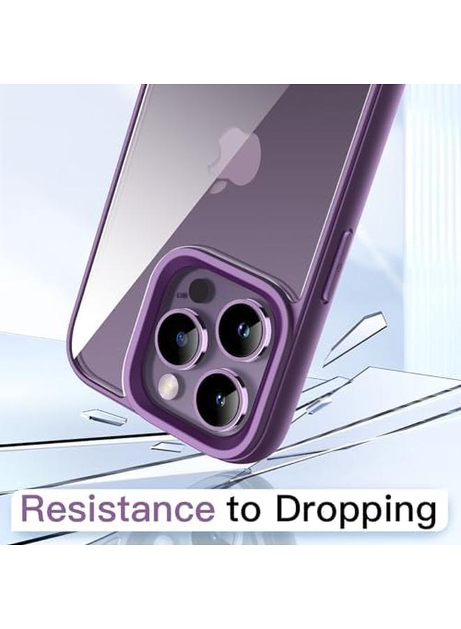 جي تيك جراب لهاتف iPhone 14 Pro مقاس 6.1 بوصة، غطاء ممتص للصدمات مقاوم للصدمات بلون سادة غير لامع وإطار من مادة TPU ومضاد للخدش وظهر شفاف أرجواني غامق - Image 4