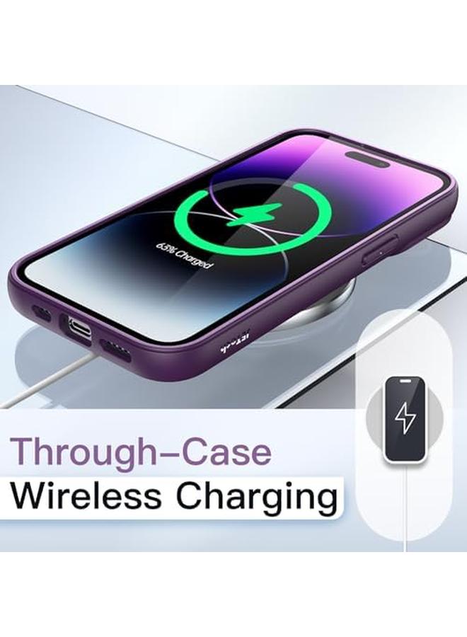 جي تيك جراب لهاتف iPhone 14 Pro مقاس 6.1 بوصة، غطاء ممتص للصدمات مقاوم للصدمات بلون سادة غير لامع وإطار من مادة TPU ومضاد للخدش وظهر شفاف أرجواني غامق - Image 5