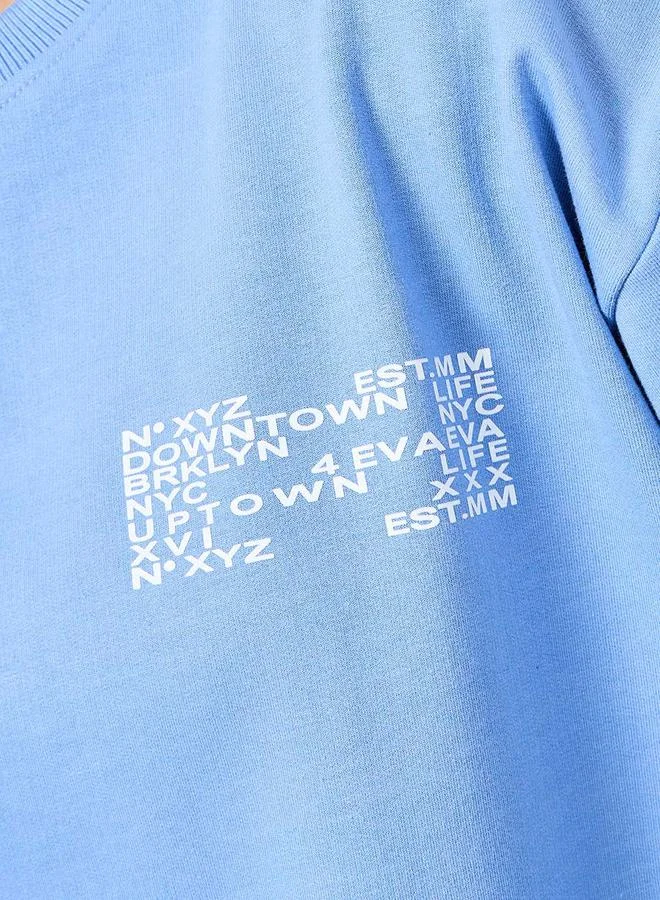 Styli Slogan Print Fleece Sweatshirt & Jogger Co-Ords