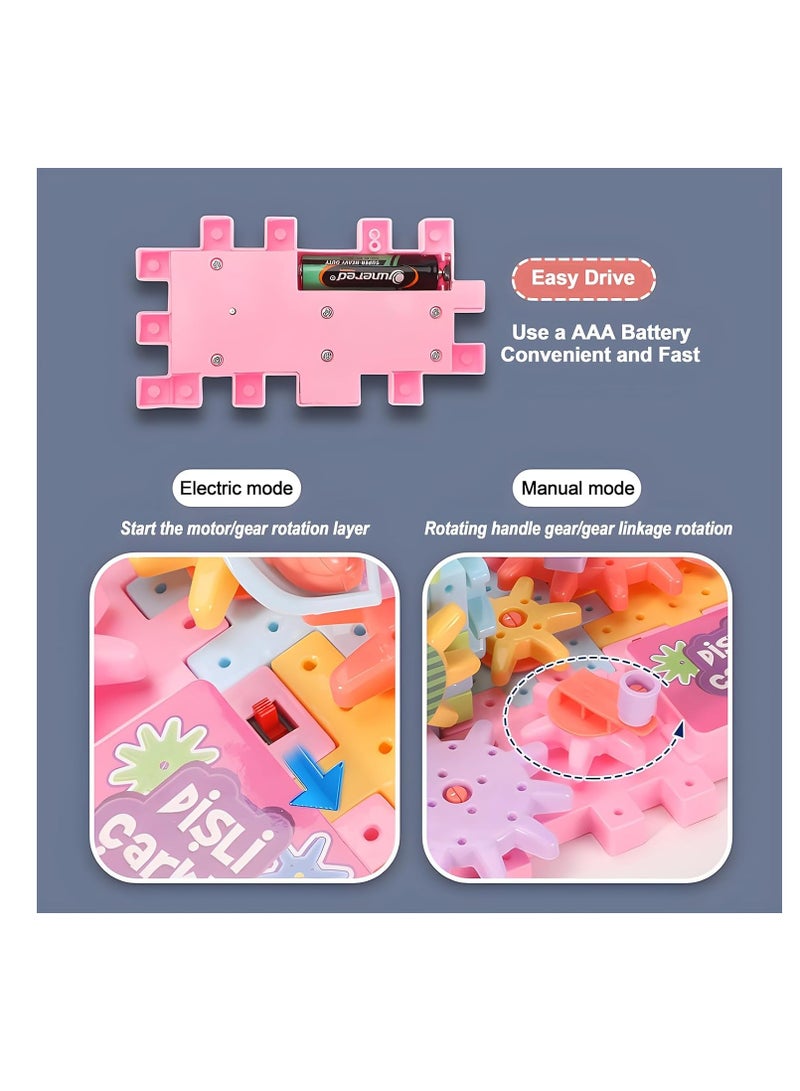 ميكسد مجموعة ألعاب تروس البناء الكهربائية 203 قطعة، مجموعة بناء التروس الجذعية لمصادر التعلم، تروس دوارة بمحرك كتل تعليمية يمكنك صنعها بنفسك كهدية عيد ميلاد للأطفال - Image 4