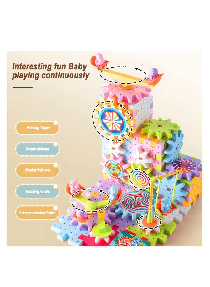 ميكسد مجموعة ألعاب تروس البناء الكهربائية 203 قطعة، مجموعة بناء التروس الجذعية لمصادر التعلم، تروس دوارة بمحرك كتل تعليمية يمكنك صنعها بنفسك كهدية عيد ميلاد للأطفال - Image 3