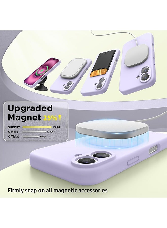 مصمم لحاوية آي فون 16 متوافقة مع ماجسيف (6.1 بوصة 2024)، مع حافظة شاشة الهاتف السيليكون السائل (كاميرا واقية، ليلاك ألياف ناعمة)، ليلاك - Image 3