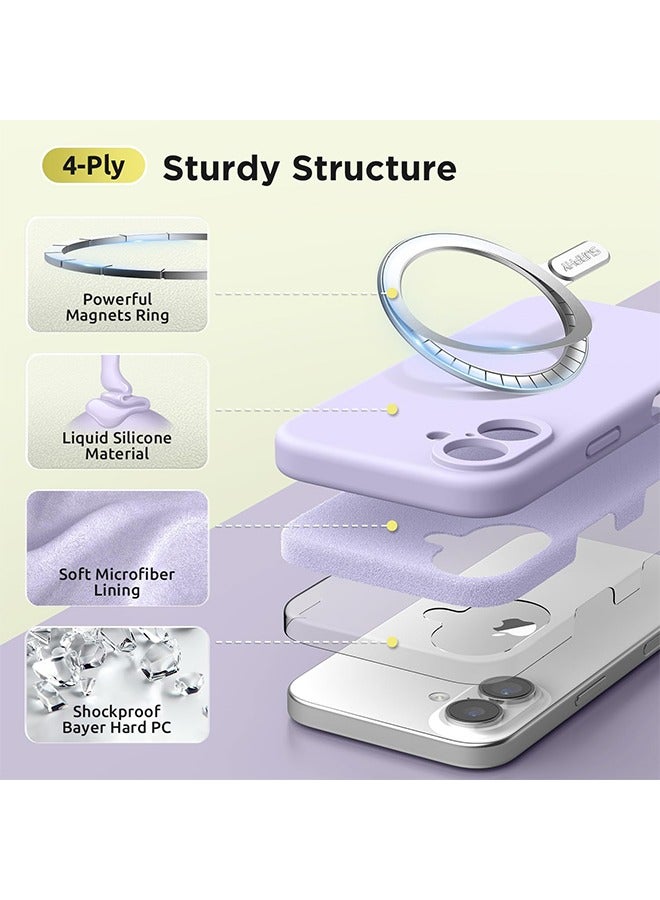 مصمم لحاوية آي فون 16 متوافقة مع ماجسيف (6.1 بوصة 2024)، مع حافظة شاشة الهاتف السيليكون السائل (كاميرا واقية، ليلاك ألياف ناعمة)، ليلاك - Image 5