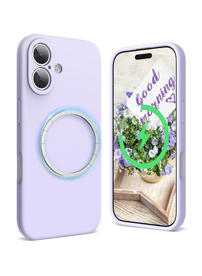 مصمم لحاوية آي فون 16 متوافقة مع ماجسيف (6.1 بوصة 2024)، مع حافظة شاشة الهاتف السيليكون السائل (كاميرا واقية، ليلاك ألياف ناعمة)، ليلاك - Image 1