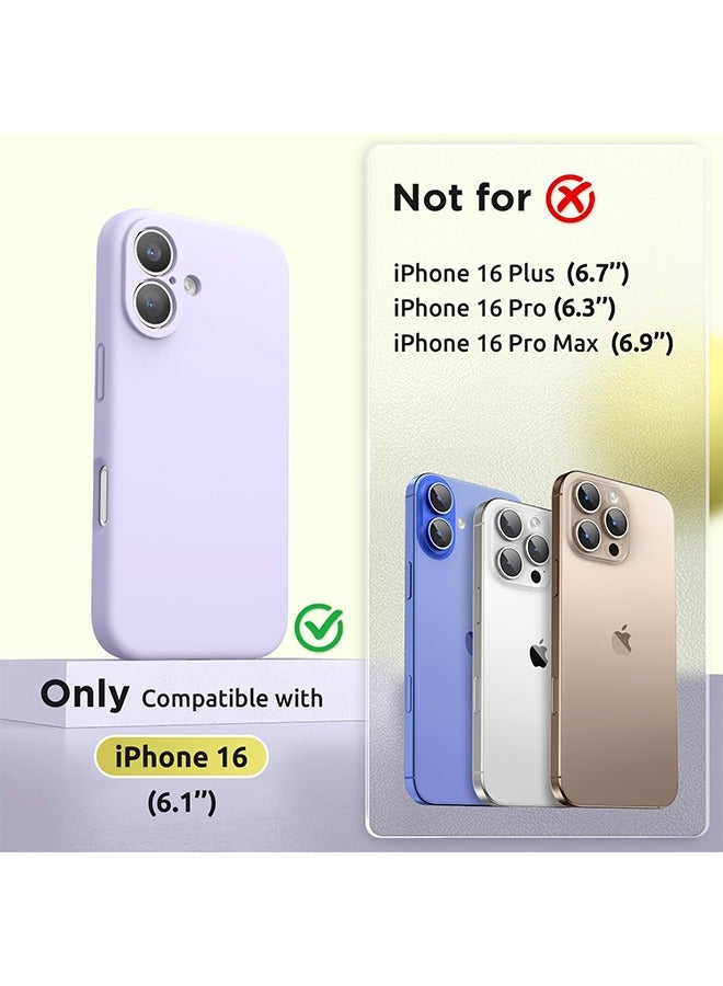 مصمم لحاوية آي فون 16 متوافقة مع ماجسيف (6.1 بوصة 2024)، مع حافظة شاشة الهاتف السيليكون السائل (كاميرا واقية، ليلاك ألياف ناعمة)، ليلاك - Image 2