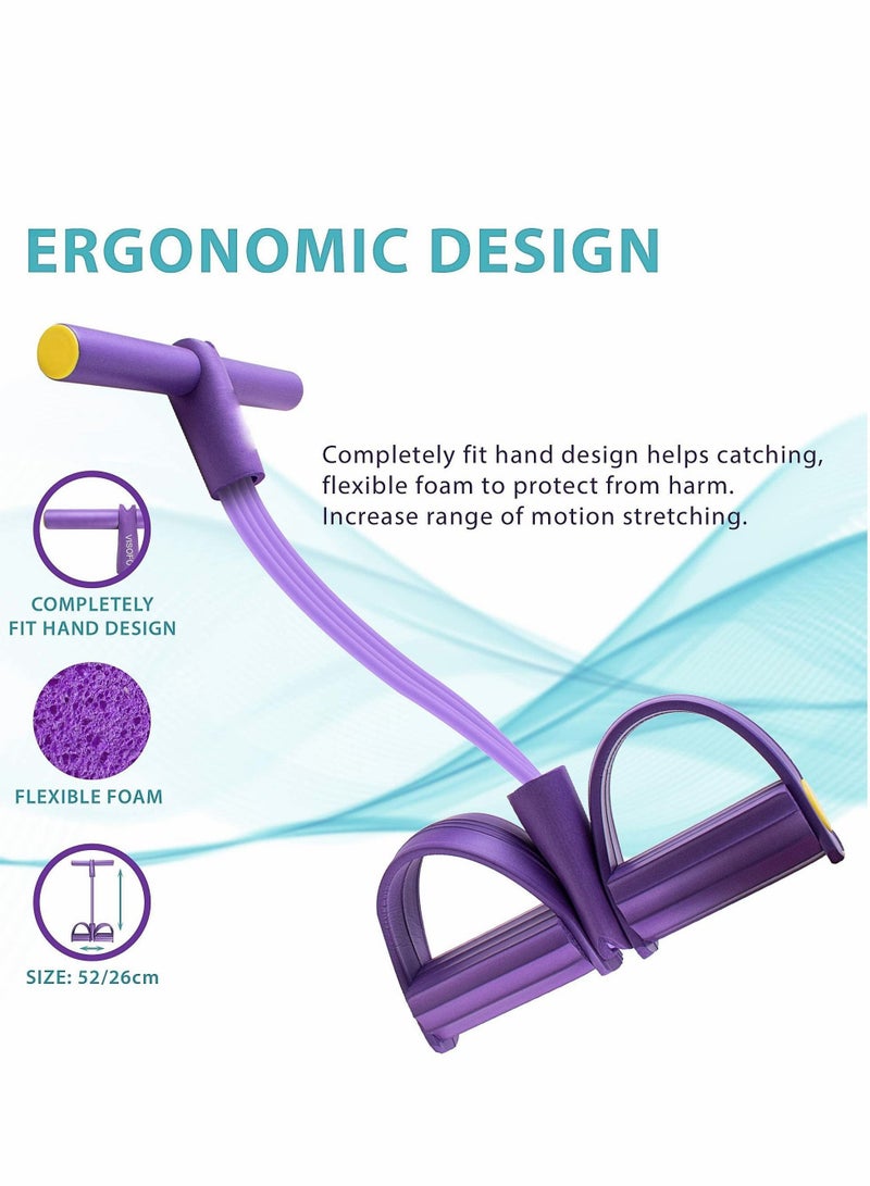 الأزرق جي دبليو Pedal Resistance Band, 4-Tube Purple Natural Latex Yoga Puller Multifunction Tension Rope for Abdomen, Waist, Arm, Auxiliary Pull Equipment - Image 2