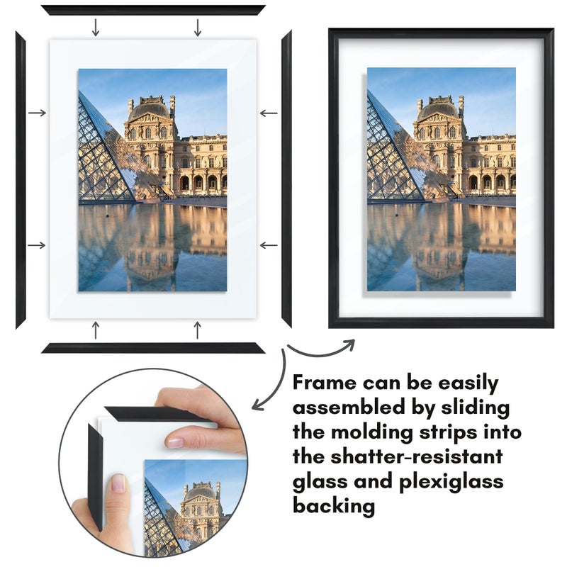 Americanflat Americanflat 6x8 Floating Picture Frame with Shatter-Resistant Glass - Fits 5x7 Photos or Smaller - Slide-In Photo Frame - Fusion Float Collection - Floating Frame for Tabletop or Wall Display - Black  - Image 3