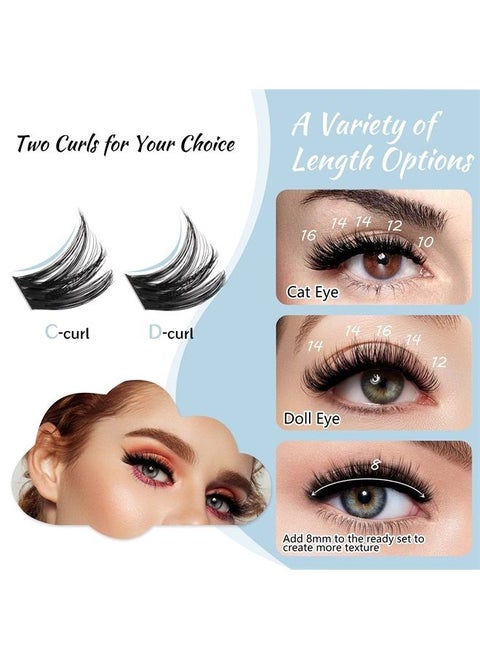 Lash Clusters 84 Pcs Cluster Lashes Eyelash Clusters DIY Cluster Eyelash Extensions Individual Lashes that Look Like Eyelash Extensions Natural Look Thin Band & Soft (Cirrus,D-16)