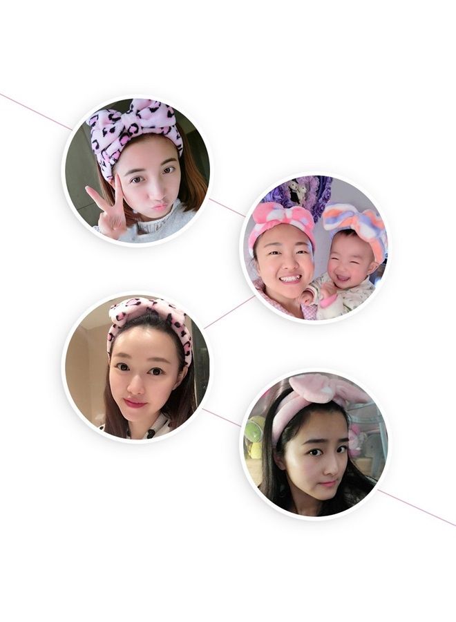 Shintop Women Fashion Lovely Soft Carol Fleece Bowknot Bow Makeup Cosmetic Shower Elastic Hair Band Hairlace Headband (pink polka dots) - Image 5