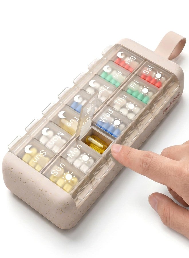 Ideerfit Pill Organizer, 2 Times a Day Pill Case, 7 Day Medicine Box, Weekly Medication Container, AM PM Dosey for Vitamin Meds Supplement Dispenser Storage Holder Arthritis Friendly Home Easy Use - Image 1