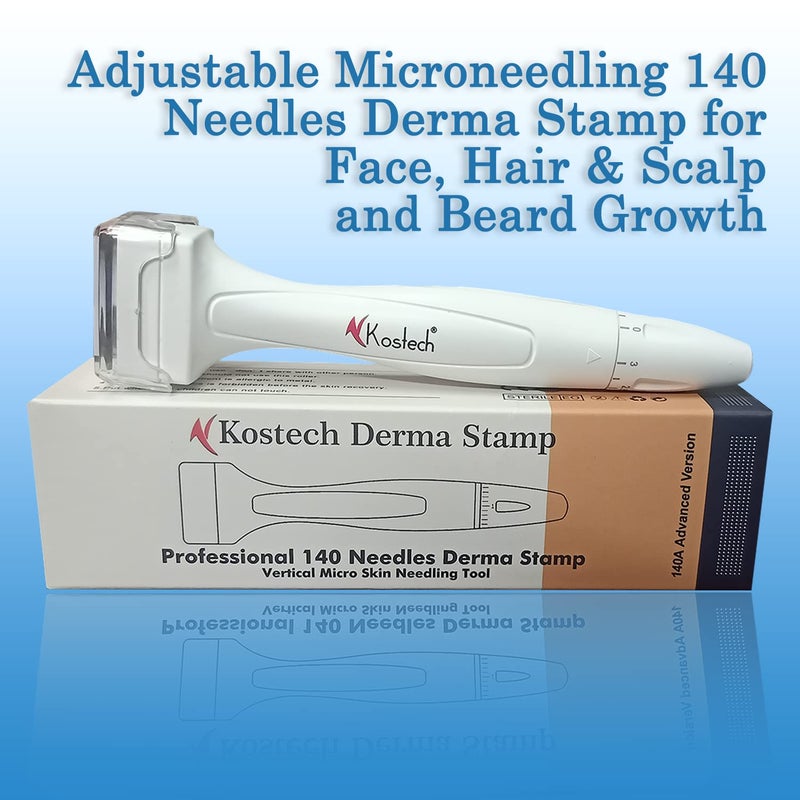 Kostech Derma Stamp for Hair Growth | Professional Titanium Adjustable Needles 0.25mm to 3mm | 140 Microneedling Stamp for Skin Repair, Face, Hair & Beard Growth | Reduces Acne Scars | Safe & Easy To Use (Pack Of 10) - Image 3